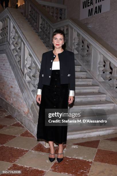 Maggie Gyllenhaal attends Miu Miu Women's Tales Dinner during the 80th Venice International Film Festival at Fondazione Prada on September 03, 2023...