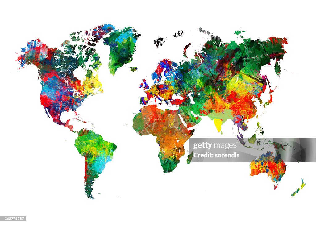 Colorido Mapa do Mundo XXXL