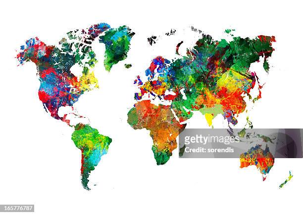 colorido mapa do mundo xxxl - art color imagens e fotografias de stock