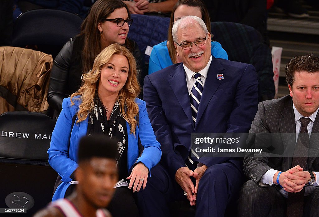 Celebrities Attend The Milwaukee Bucks Vs New York Knicks Game