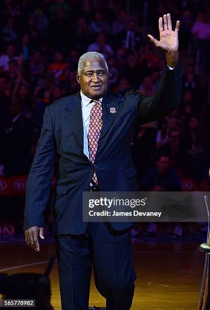 Willis Reed attends the Milwaukee Bucks vs New York Knicks game at Madison Square Garden on April 5, 2013 in New York City.