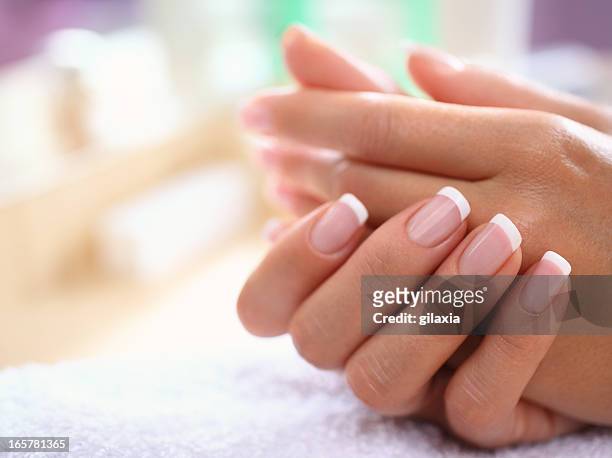 perfect fingernails. - manicure stockfoto's en -beelden