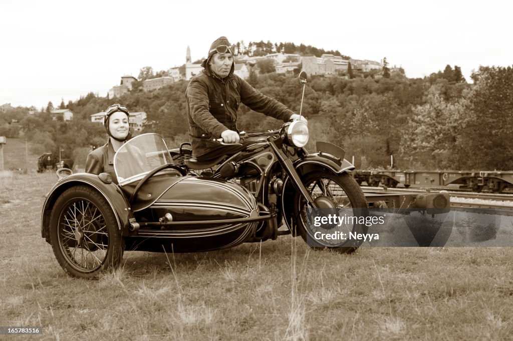 Motorcycle with Sidecar - 1935 Style