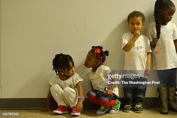 From left to right, KaSiah Clark Allison White Malachi Jones and Lyric Hurd, 4 wait in line to take the stage for the 3rd Annual Glynn Jackson's Show...