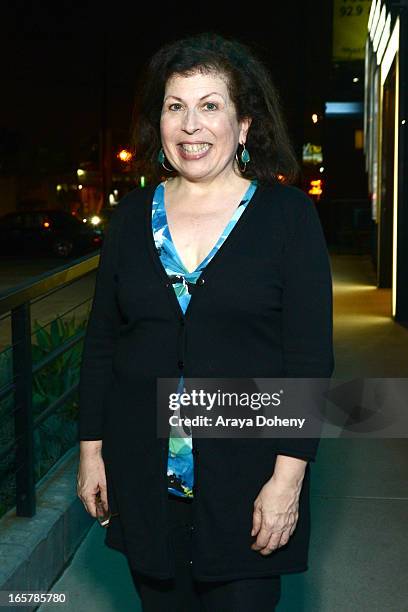 Winnie Holzman attends the opening night of "Assisted Living" at The Odyssey Theatre on April 5, 2013 in Los Angeles, California.