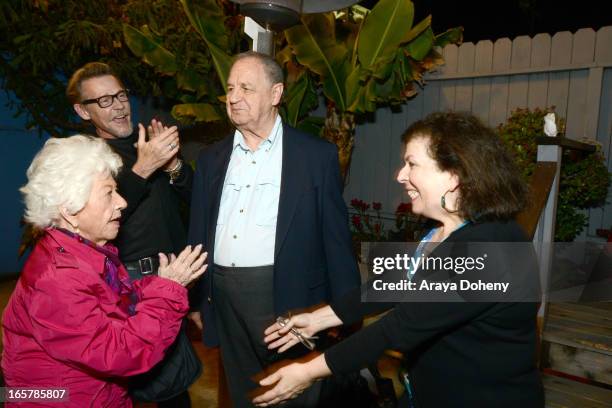 Charlotte Rae, Dennis Christopher, Paul Dooley and Winnie Holzman attend the opening night of "Assisted Living" at The Odyssey Theatre on April 5,...