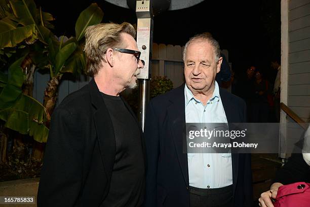 Dennis Christopher and Paul Dooley attend the opening night of "Assisted Living" at The Odyssey Theatre on April 5, 2013 in Los Angeles, California.