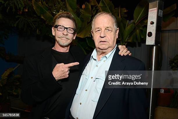 Dennis Christopher and Paul Dooley attend the opening night of "Assisted Living" at The Odyssey Theatre on April 5, 2013 in Los Angeles, California.