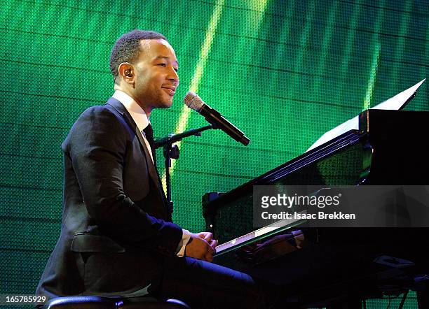 Recording artist John Legend performs onstage at the 12th Annual Michael Jordan Celebrity Invitational Gala At ARIA Resort & Casino on April 5, 2013...