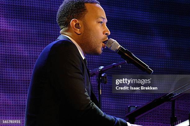 Recording artist John Legend performs onstage at the 12th Annual Michael Jordan Celebrity Invitational Gala At ARIA Resort & Casino on April 5, 2013...