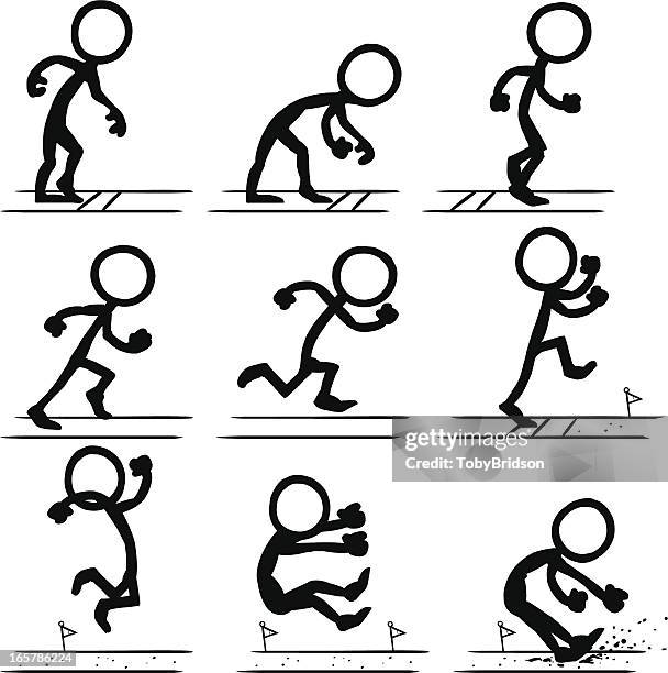 stick figure people . long jump - long jump stock illustrations
