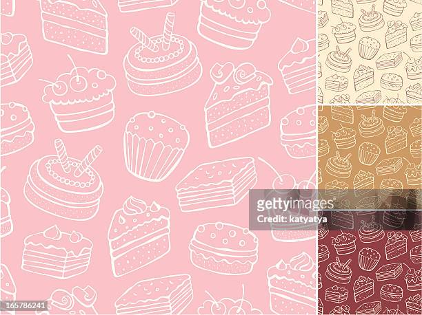 illustrazioni stock, clip art, cartoni animati e icone di tendenza di profilo dolce pattern senza bordi - sweet food