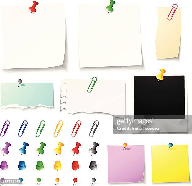 notes - sticky note push pin stock illustrations