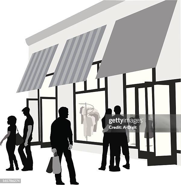 ilustraciones, imágenes clip art, dibujos animados e iconos de stock de shoppin'outlet - tienda outlet