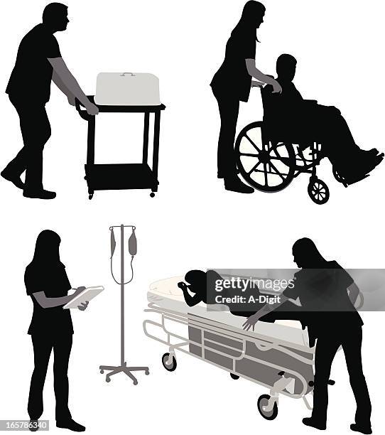 ilustraciones, imágenes clip art, dibujos animados e iconos de stock de hospitalwork - asistente de enfermera