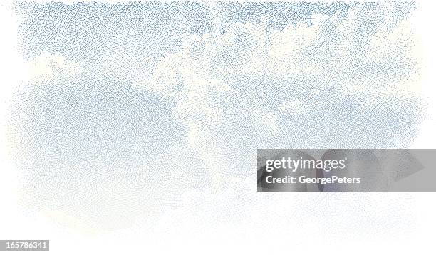 blue sky with cloudscape - cross hatching stock illustrations