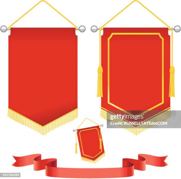 special event pennant - gold fringe stock illustrations