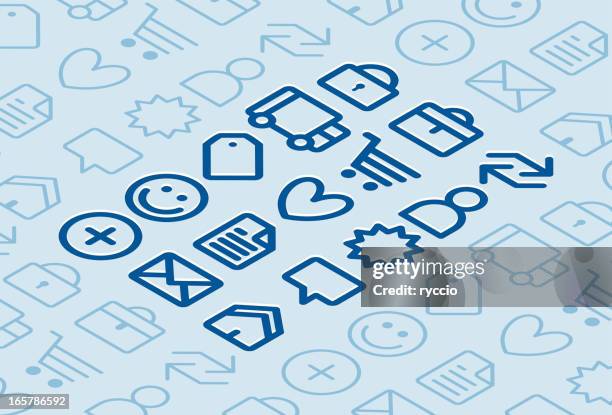 bold light wireframe isometric ecommerce icons - face looking down stock illustrations