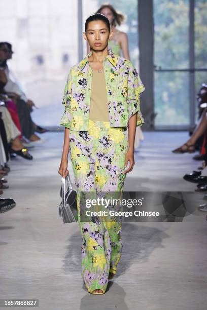 Model on the runway at the 3.1 Philip Lim Spring 2024 Ready To Wear Runway Show during New York Fashion Week on September 10, 2023 in New York, New...