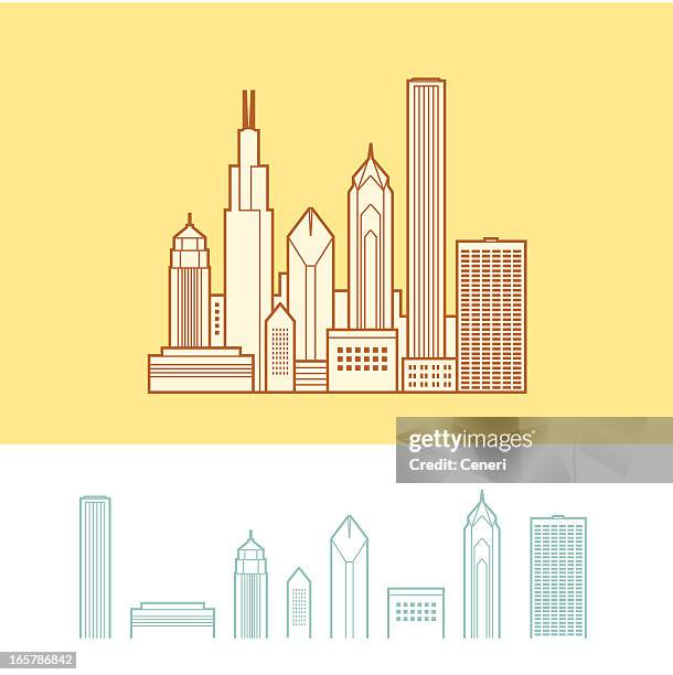 cityscape of chicago, illinois, usa - willis tower 幅插畫檔、美工圖案、卡通及圖標