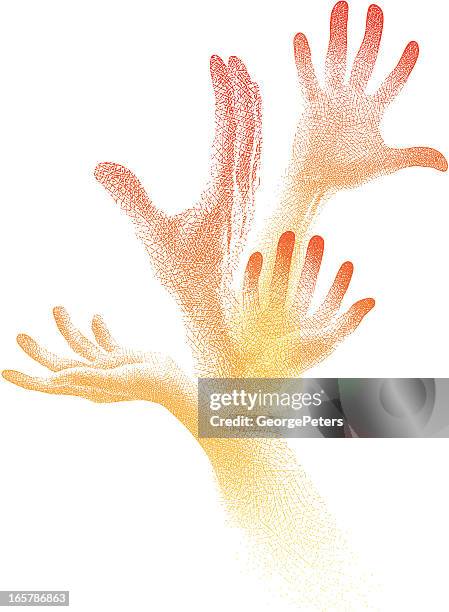 hands etching - hand wave stock illustrations