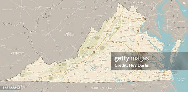 virginia map - of virginia stock illustrations