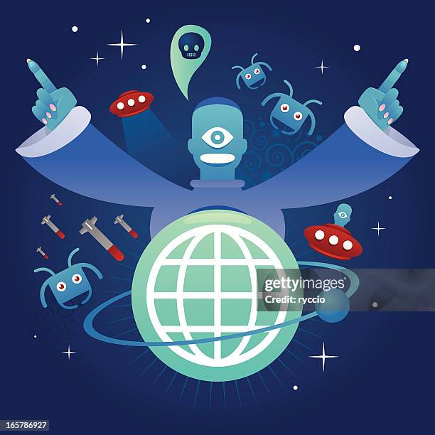 alien invasion - cyclops stock illustrations