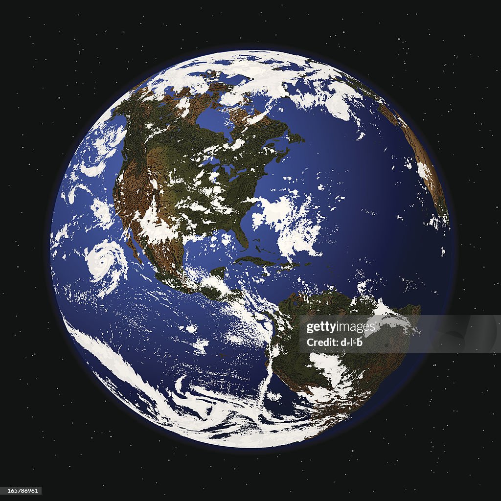 Detailed Vector Illustration of Planet Earth from Space