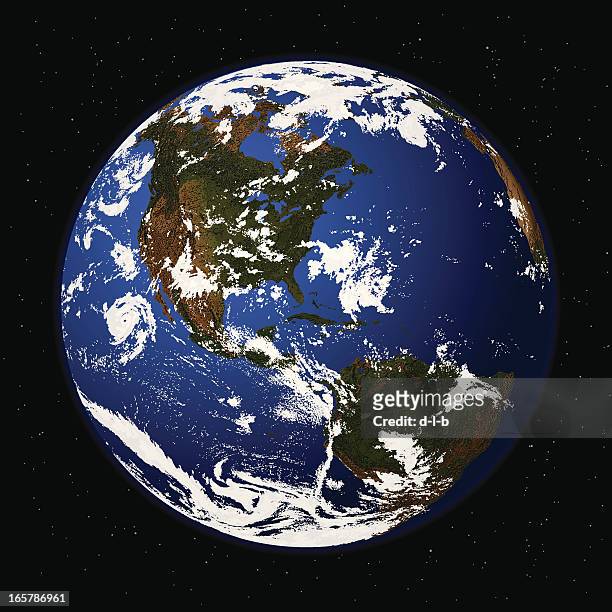 detailed vector illustration of planet earth from space - cloud b stock illustrations