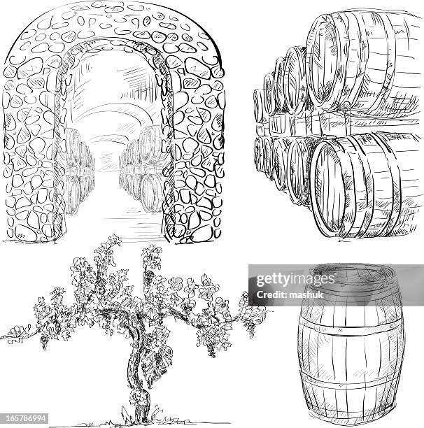 stockillustraties, clipart, cartoons en iconen met winery - wijnvat