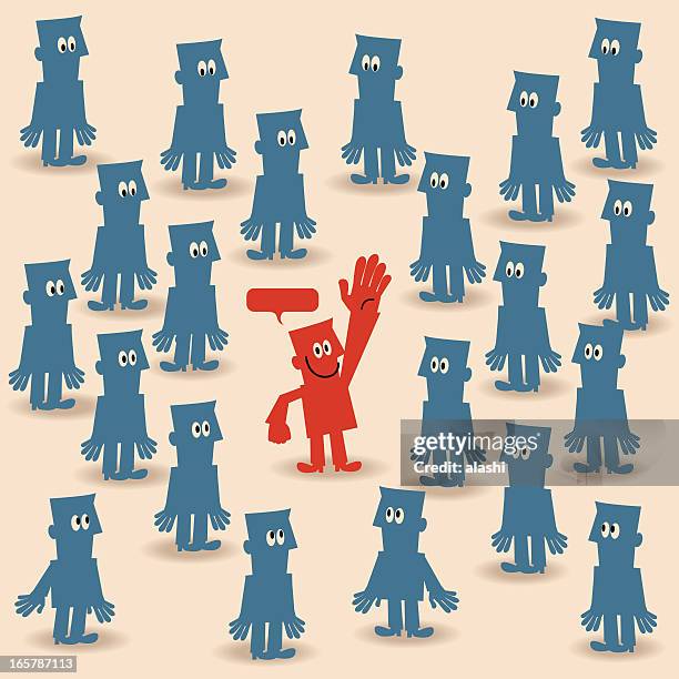 volunteer - standing out from the crowd stock-grafiken, -clipart, -cartoons und -symbole