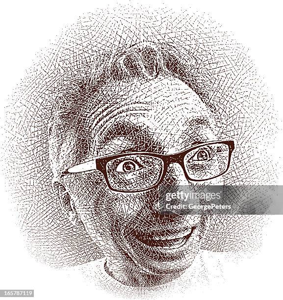 silly expression etching - ecstatic face stock illustrations