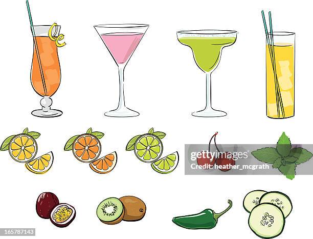 ilustraciones, imágenes clip art, dibujos animados e iconos de stock de cócteles - margarita cóctel