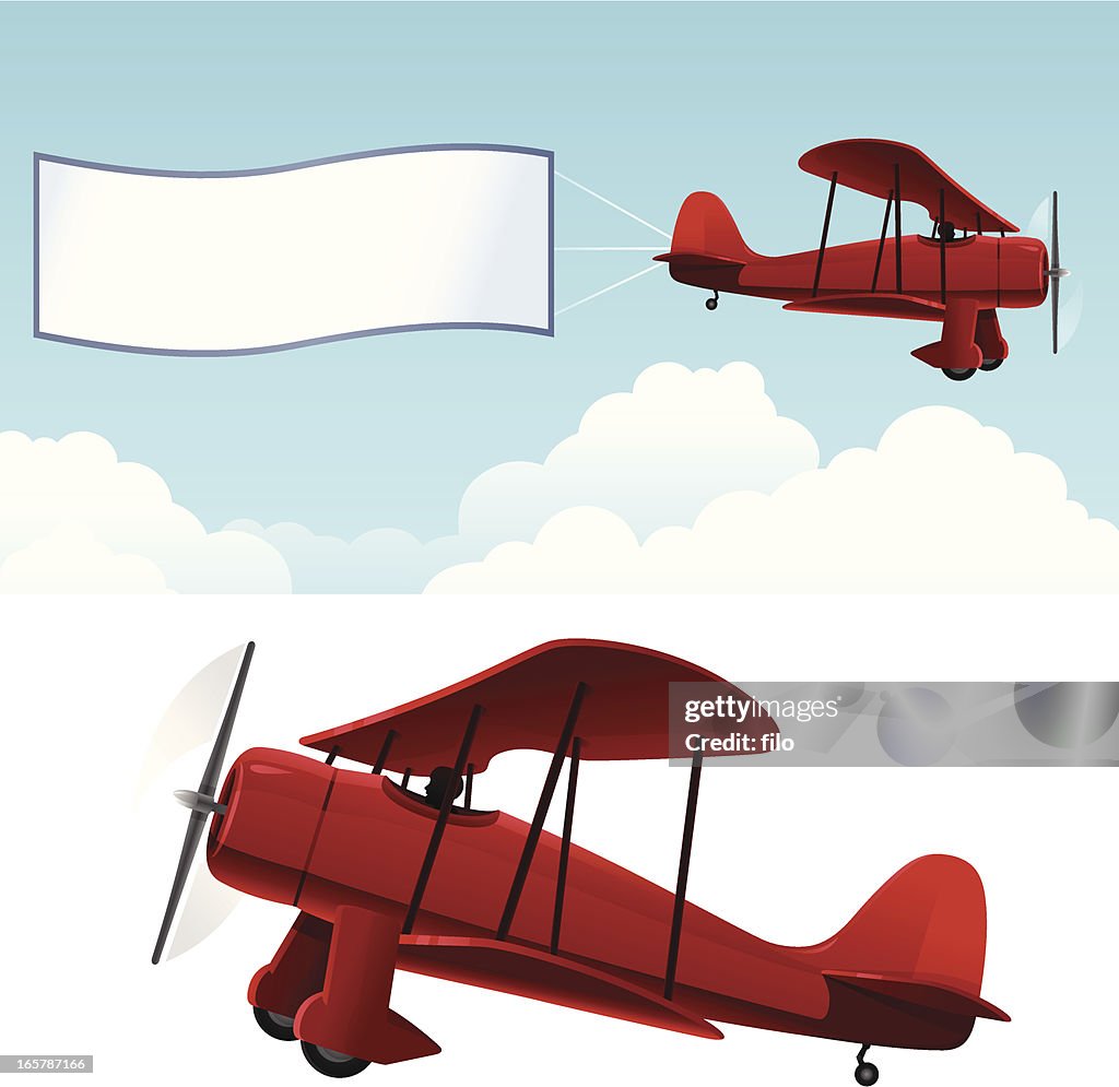 Biplane with banner