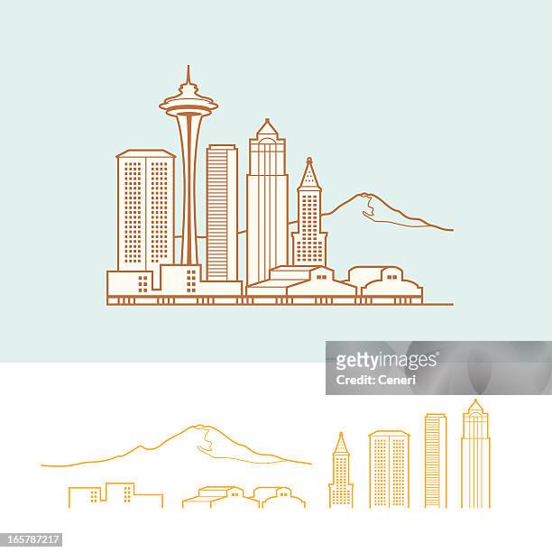 seattle - water front stock illustrations