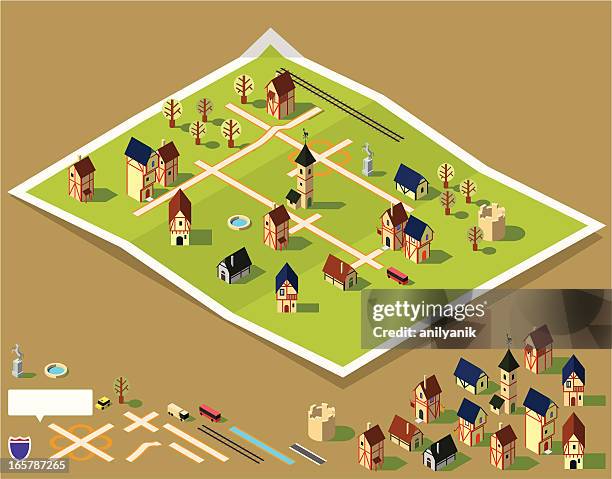 village karte kit - geschäftsausstattung stock-grafiken, -clipart, -cartoons und -symbole