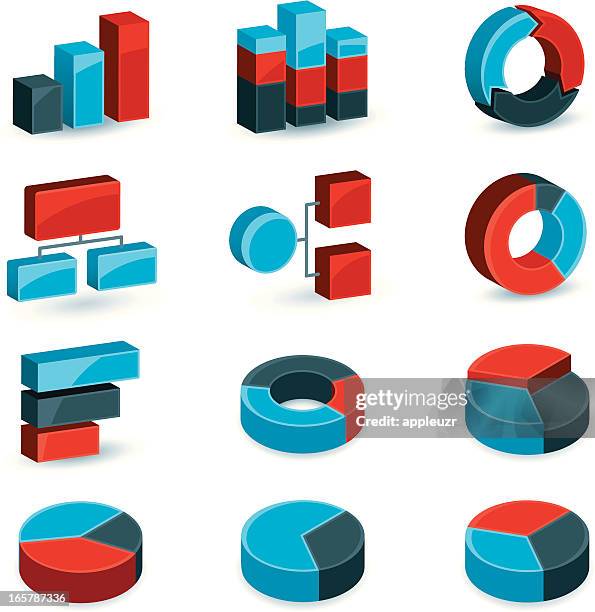 business graphs and charts - 3d pie chart stock illustrations