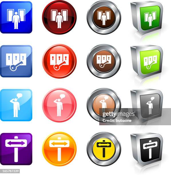 important decision royalty free vector button set - multiple doors stock illustrations