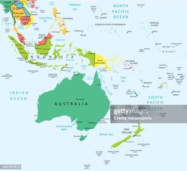 australia and oceania - highly detailed map - kiribati stock illustrations