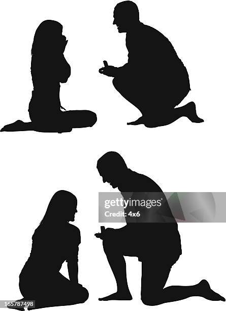 man gifting ring to his girlfriend - engagement ring clipart stock illustrations