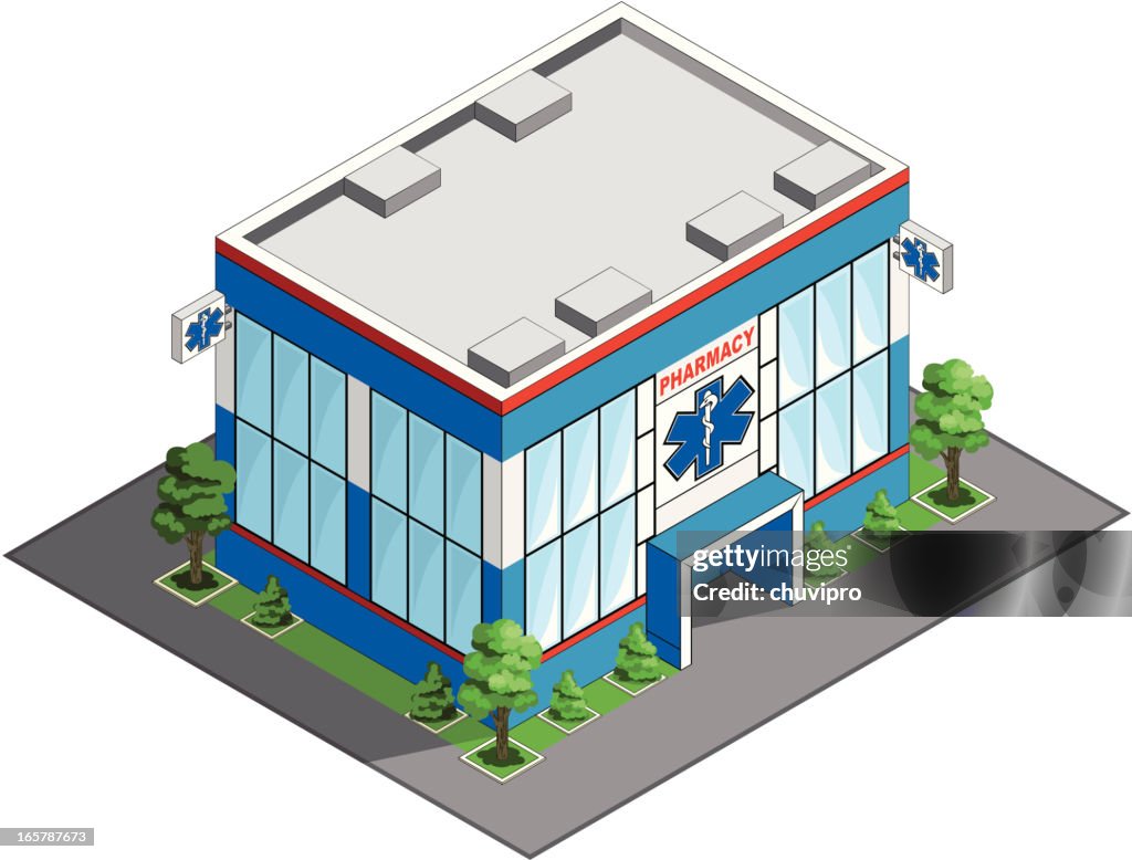 Pharmacy building isometric