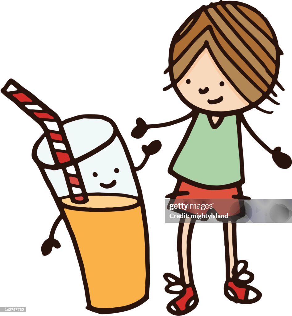 Boy and orange juice