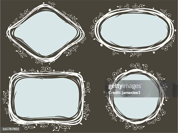 floral tree labels - branches intertwined stock illustrations