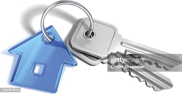 stockillustraties, clipart, cartoons en iconen met home keys - sleutelboshanger