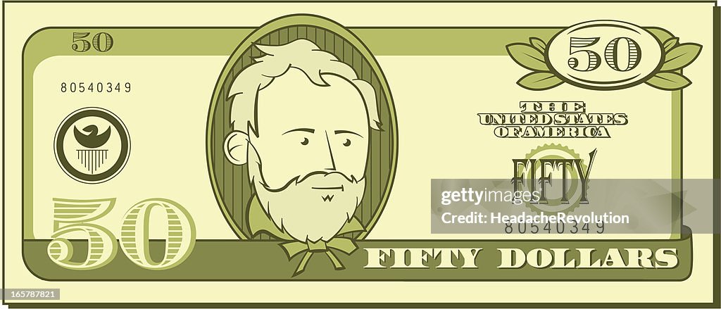 Fifty Dollar Bill - Cartoon