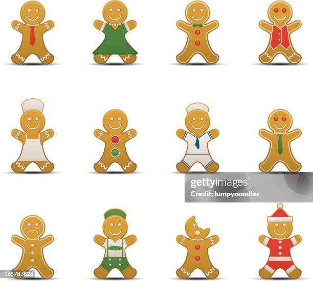 gingerbread man icons - christmas gingerbread man stock illustrations