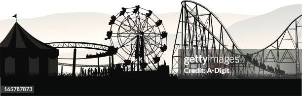 people'n rides vector silhouette - amusement park stock illustrations
