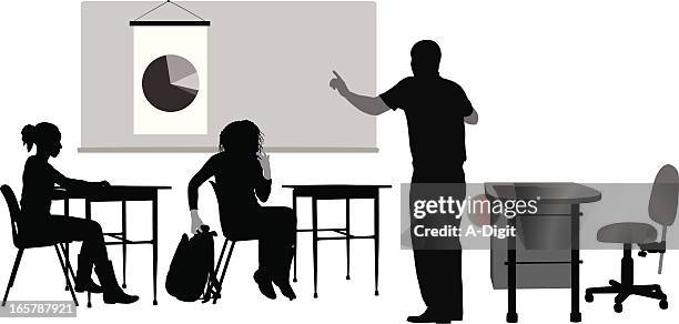 teaching vector silhouette - high school students classroom stock illustrations