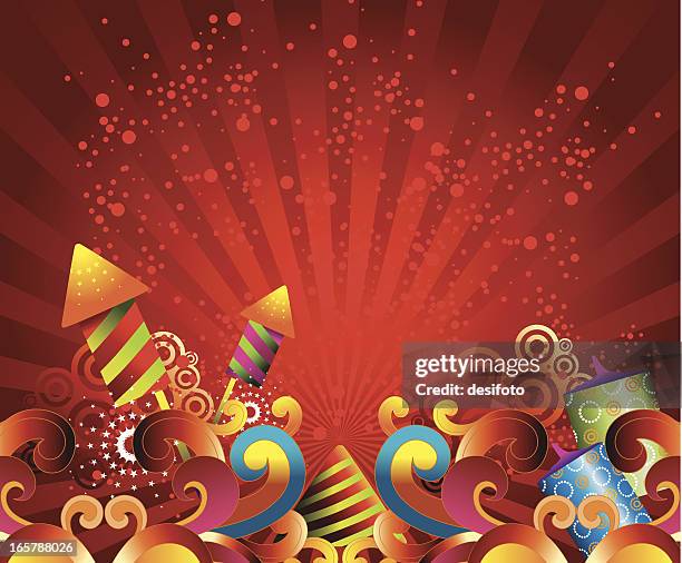 fireworks - party cracker stock illustrations