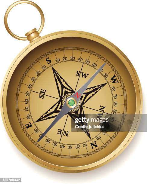 old compass - antique brass stock illustrations